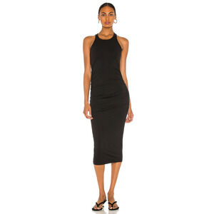 Michael Stars‎ Black Racerback Knit Ruched Side Mermaid Midi Tank Dress XL